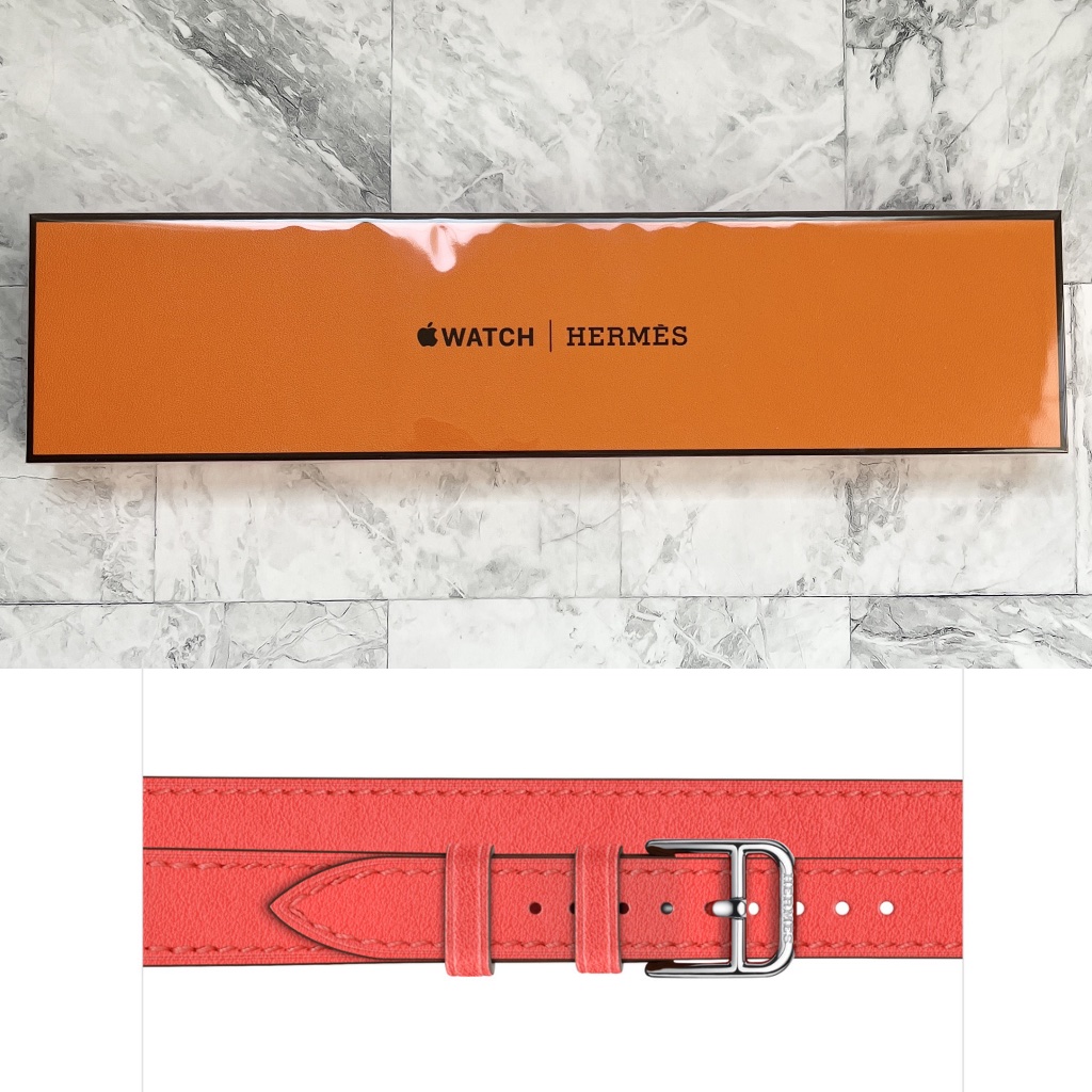 New Apple Watch Hermes 41mm Rose Texas Leather Attelage Double Tour Band